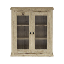 Teamson Home Bathroom Wall Cabinet, Wooden Cabinet With 2 Glass Doors, Bathroom Furniture, Bathroom Storage, Light Oak - thumbnail 2