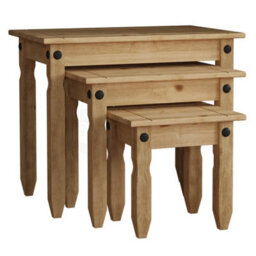 Nest Of Tables 3 Piece Set Solid Pine Wood Side End Living Room Table - thumbnail 6