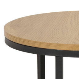 Wyld Haus Odense Wild Oak Effect Round Nesting Coffee Table Set Black Metal Legs - thumbnail 5