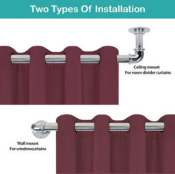 Lister Cartwright 25mm Chrome Industrial Pipe Eyelet Fixed Curtain Pole Heavy Duty Metal Curtain Rod(240 Cm) - thumbnail 4