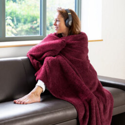 Snug Rug Blanket Luxury Sherpa Fleece Sofa Tv Throw Gift Blankets 127X178Cm - Plum - thumbnail 4