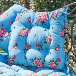Dibor Set Of 4 Floral Blue Summer Outdoor Garden Chair Seat Pad Cushions - thumbnail 4