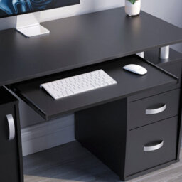 Lassic Vida Designs Otley Black 3 Drawer Computer Desk With Shelves And Keyboard Tray - thumbnail 5