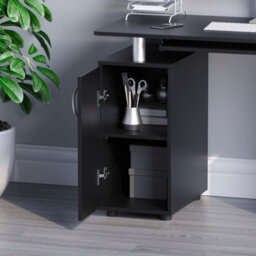 Lassic Vida Designs Otley Black 3 Drawer Computer Desk With Shelves And Keyboard Tray - thumbnail 7