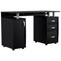 Lassic Vida Designs Otley Black 3 Drawer Computer Desk With Shelves And Keyboard Tray - thumbnail 9