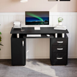 Lassic Vida Designs Otley Black 3 Drawer Computer Desk With Shelves And Keyboard Tray - thumbnail 8