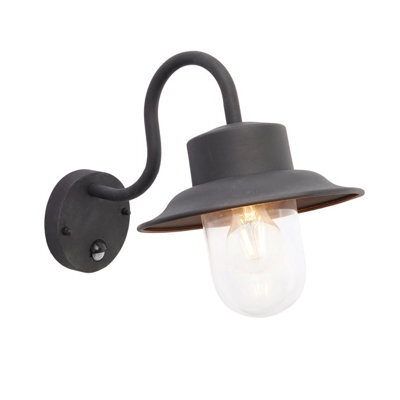 Anson Lighting Alberry Black Outdoor Pir 1 Light Wall Light - image 1