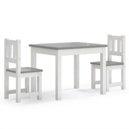 Walplus 3 Piece Children Table And Chair Set White And Grey Mdf - thumbnail 2