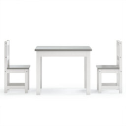 Walplus 3 Piece Children Table And Chair Set White And Grey Mdf - thumbnail 3