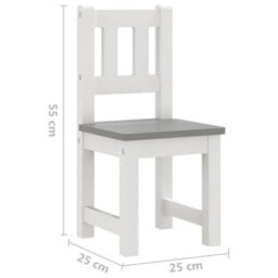 Walplus 3 Piece Children Table And Chair Set White And Grey Mdf - thumbnail 8