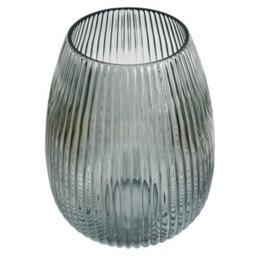 Leaf 30Cm Smoke Grey Ridged Glass Vase - thumbnail 3