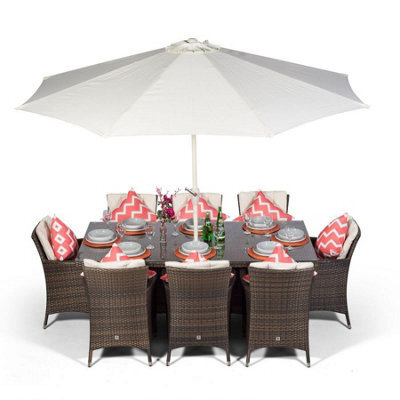 That's Furniture Savannah Rectangular 8 Seater Rattan Patio Dining Set - Brown - image 1