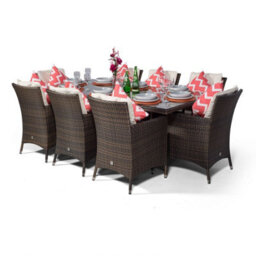 That's Furniture Savannah Rectangular 8 Seater Rattan Patio Dining Set - Brown - thumbnail 6