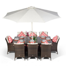 That's Furniture Savannah Rectangular 8 Seater Rattan Patio Dining Set - Brown