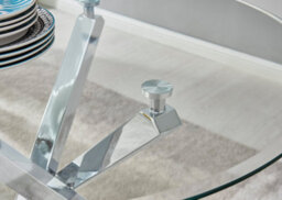 Furniturebox Selina Tempered Glass And Silver Chrome Round Dining Table With Square Crossed Legs - thumbnail 3