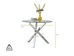 Furniturebox Selina Tempered Glass And Silver Chrome Round Dining Table With Square Crossed Legs - thumbnail 6