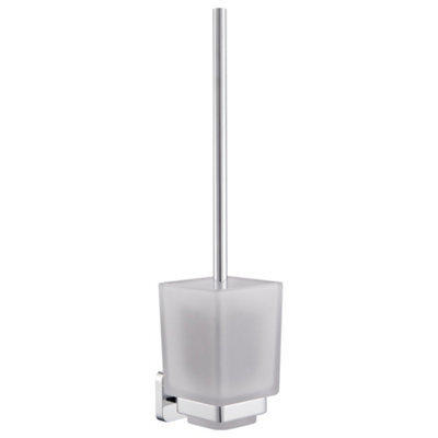 Toilet Brush Holder With Brush Wall Mounted Free Standing Glass Set - image 1