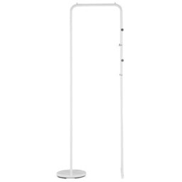 Beliani Living White Metal Freestanding Clothes Rail 175 X 50 Cm With 4 Hooks And Accessories Storage - thumbnail 1