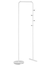 Beliani Living White Metal Freestanding Clothes Rail 175 X 50 Cm With 4 Hooks And Accessories Storage - thumbnail 3