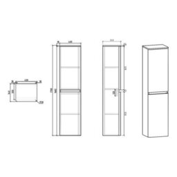 Plum&clay Marvel Gloss Light Grey Wall Hung Bathroom Tall Storage Unit - thumbnail 7