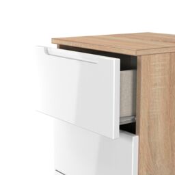 Messina Ready Assembled Gloss & Matt White & Oak 5 Drawer Bedside Chest (H)1067mm (W)370mm (D)390mm - thumbnail 3