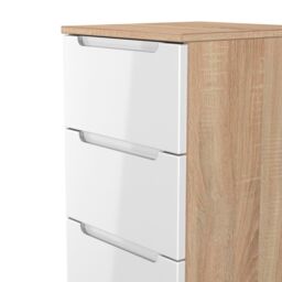 Messina Ready Assembled Gloss & Matt White & Oak 5 Drawer Bedside Chest (H)1067mm (W)370mm (D)390mm - thumbnail 4