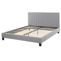 Beliani Bed Fabric Poitiers 160 X 200 Cm (Eu King Size) Light Grey - thumbnail 6