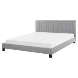 Beliani Bed Fabric Poitiers 160 X 200 Cm (Eu King Size) Light Grey - thumbnail 1