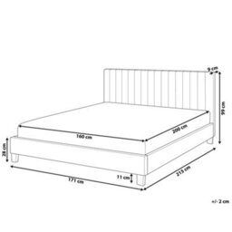 Beliani Bed Fabric Poitiers 160 X 200 Cm (Eu King Size) Light Grey - thumbnail 3