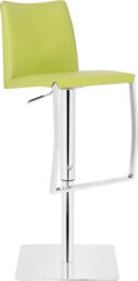 Lamboro Eccellente Real Leather Kitchen Bar Stool, Chrome Footrest, Adjustable Swivel Gas Lift, Breakfast Bar & Home Barstool, Lime Green - thumbnail 1