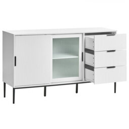 Beliani Glass Display Sideboard Leduc White - thumbnail 4