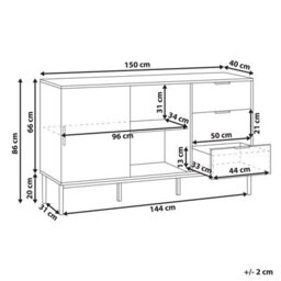 Beliani Glass Display Sideboard Leduc White - thumbnail 3