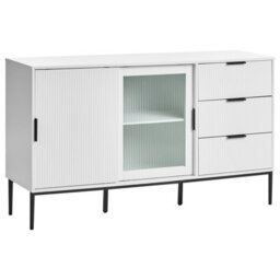 Beliani Glass Display Sideboard Leduc White