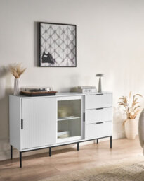 Beliani Glass Display Sideboard Leduc White - thumbnail 2