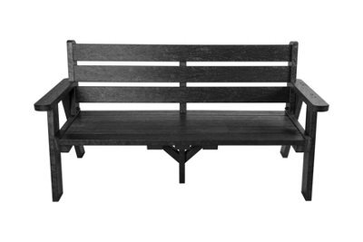 Plaswood Garden Bench - Premium Quality, Recycled Plastic, Black - 3 Seater