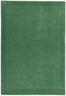 Modern Forest Green Rug, Handmade Rug, Wool Rug For Bedroom, Luxurious Livingroom Rug, Plain Bordered Rug-160Cm X 230Cm - image 1