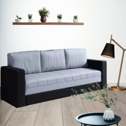 Calabrini Sofa Bed With Underseat Storage And Sprung Seat Black With Grey - thumbnail 1