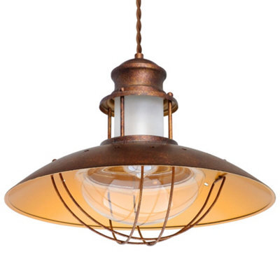 Long Life Lamps Company Industrial Ceiling Rustic Pendant Light Caged Lamp Shade Nautical Lantern H3076 - image 1