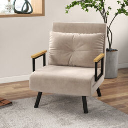 Homcom Click Clack Single Chair Bed Settee For Living Room, Guest Room, Beige