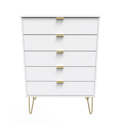 Honshu 5 Drawer Chest Of Drawers In White Matt (Ready Assembled) - image 1
