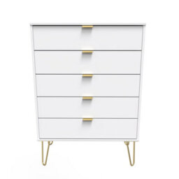 Honshu 5 Drawer Chest Of Drawers In White Matt (Ready Assembled) - thumbnail 1