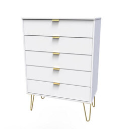 Honshu 5 Drawer Chest Of Drawers In White Matt (Ready Assembled) - thumbnail 3