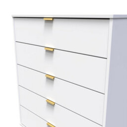 Honshu 5 Drawer Chest Of Drawers In White Matt (Ready Assembled) - thumbnail 4