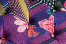 Multicoloured Patchwork Fabric 3 + 2 Seater Chesterfield Sofa Set For Living Room Portofino - thumbnail 5