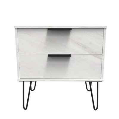 Osaka 2 Drawer Midi Bedside Cabinet In Marble (Ready Assembled) - image 1