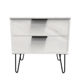 Osaka 2 Drawer Midi Bedside Cabinet In Marble (Ready Assembled)