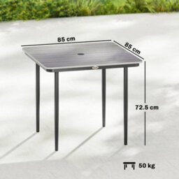 Outsunny Garden Dining Table, Outdoor Table With Umbrella Hole, Light Grey - thumbnail 3