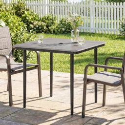 Outsunny Garden Dining Table, Outdoor Table With Umbrella Hole, Light Grey
