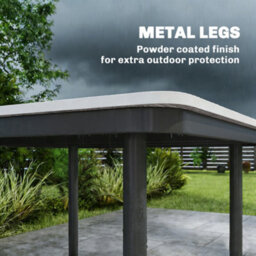 Outsunny Garden Dining Table, Outdoor Table With Umbrella Hole, Light Grey - thumbnail 7