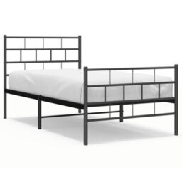 Berkfield Metal Bed Frame With Headboard And Footboard Black 107X203 Cm - thumbnail 2